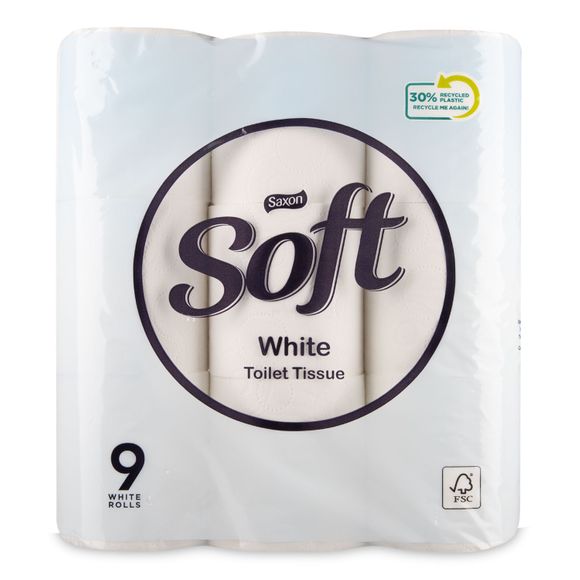 Saxon Soft White Toilet Tissue 9 Rolls